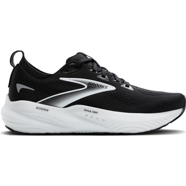 Lateral side of Brooks Women's Glycerin 22 Running Shoe in black and white
