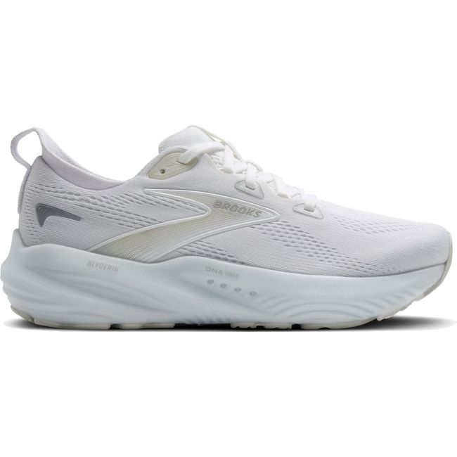 Lateral side of Brooks Women's Glycerin 22 Running Shoe in all white