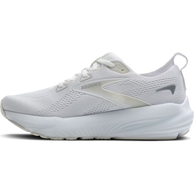 Medial side of Brooks Women's Glycerin 22 Running Shoe in all white