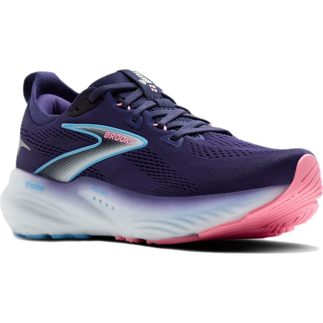 Front angled view of Brooks Women's Glycerin 22 Running Shoe in peacoat purple
