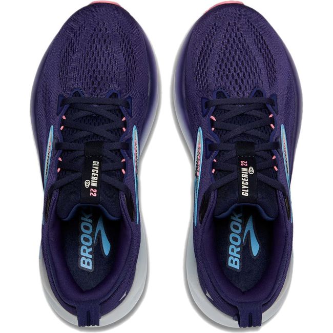 Top down view of Brooks Women's Glycerin 22 Running Shoe in peacoat purple