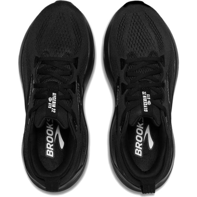 Top down view of Brooks Women&#39;s Glycerin GTS 22 Running Shoe in all black