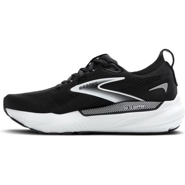 Medial side of Brooks Women&#39;s Glycerin GTS 22 Running Shoe in black and white