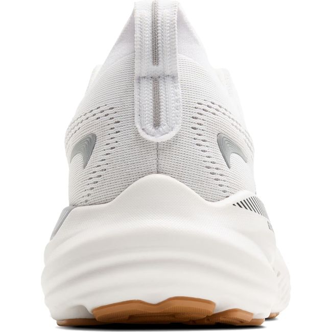 Heel of Women&#39;s Brooks Glycerin GTS 22 Running Shoe in White, Grey, and Black with Guiderail