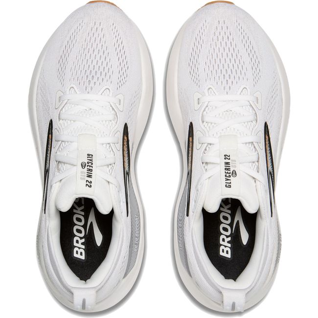 Upper of Women's Brooks Glycerin 22 Running Shoes in White, Grey, and Black