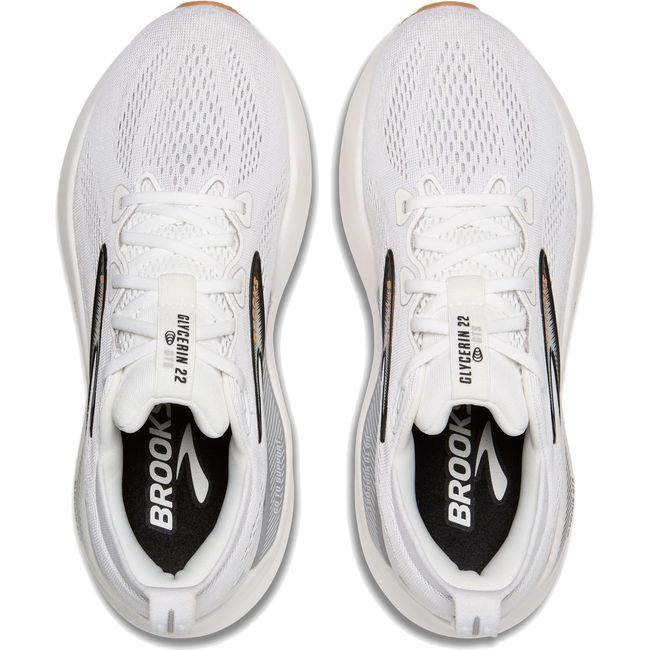 Upper of Women&#39;s Brooks Glycerin GTS 22 Running Shoes in White, Grey, and Black