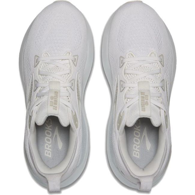 Top down view of Brooks Women&#39;s Glycerin GTS 22 Running Shoe in all white
