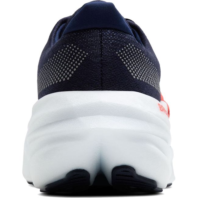 Heel of Women&#39;s Brooks Glycerin Max Running Shoe. Peacoat Blue upper and max cushion white sole