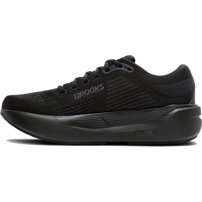 Medial side of Women's Brooks Ghost Max 3 Walking and Running Shoe in Black Ebony