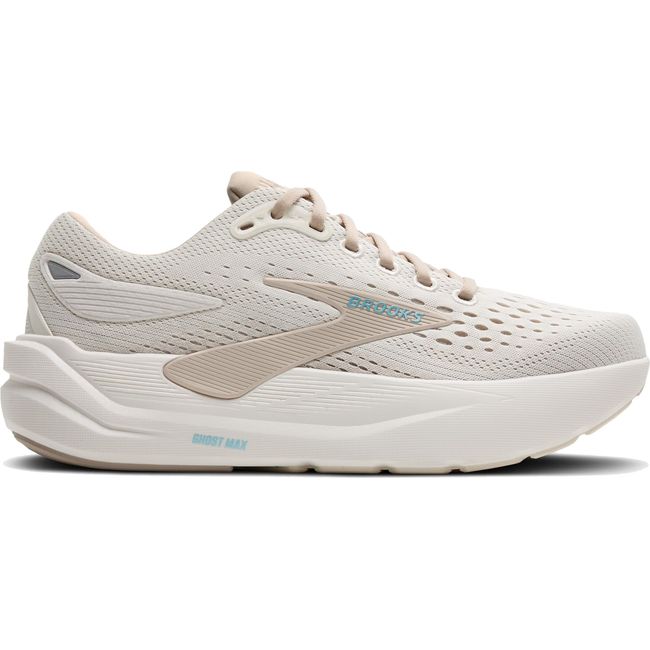 Lateral side of Women's Brooks Ghost Max 3 Running Shoe in Coconut Beige Chateau Grey