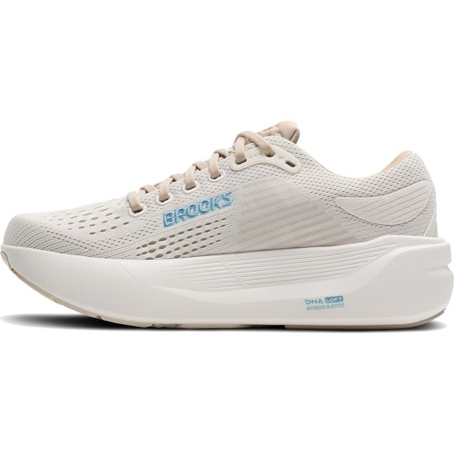 Medial side of Women's Brooks Ghost Max 3 Running Shoe in Coconut Beige Chateau Grey