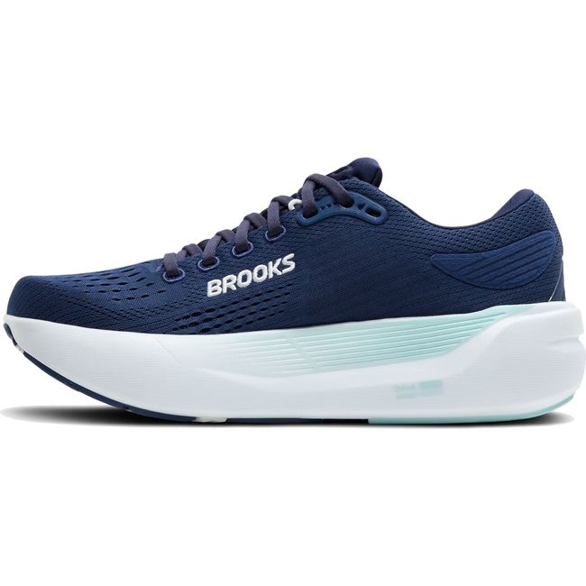 Medial side of Women's Brooks Ghost Max 3 Walking and Running Shoe in Navy Peacoat Clearwater