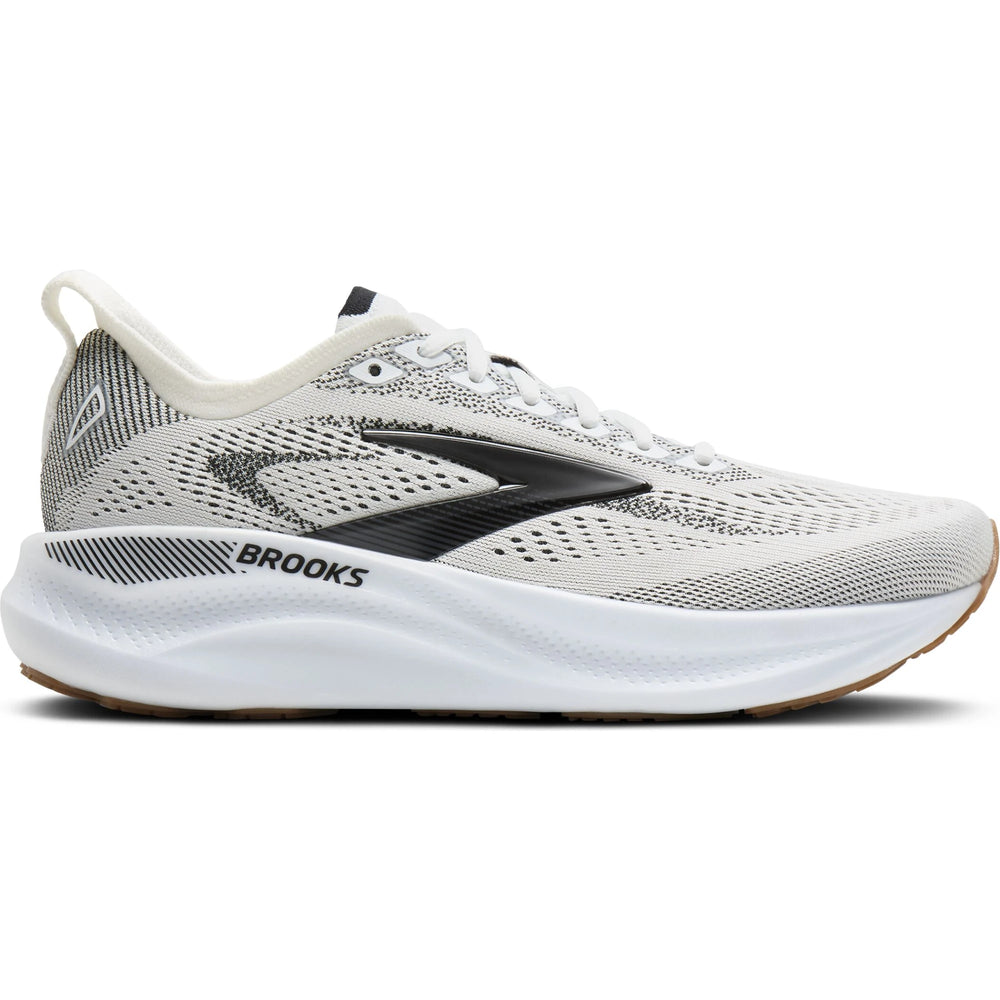 Lateral side of Brooks Women's Adrenaline GTS 26 Running Shoe in White/Black/Gum