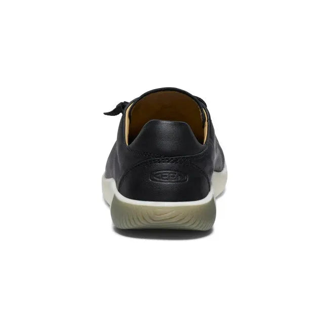 Heel of Men's Keen KNX Leather Sneaker in Black Star White colorway