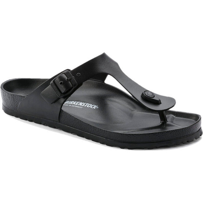 Front angled view of Birkenstock Women's Gizeh EVA Sandal in black