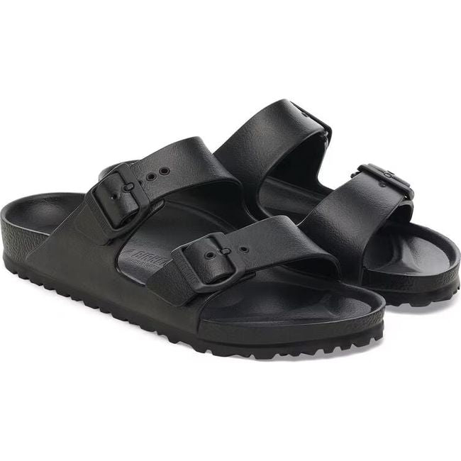A pair of Birkenstock Arizona EVA Black Two Strap Sandal