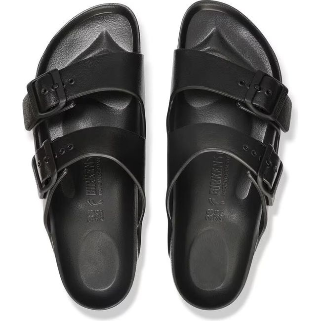 Top-down view of Birkenstock Arizona EVA Black Two Strap Sandals 