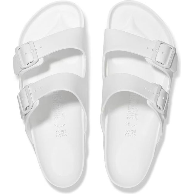 Top-down view of Birkenstock Arizona EVA White Two Strap Sandals 
