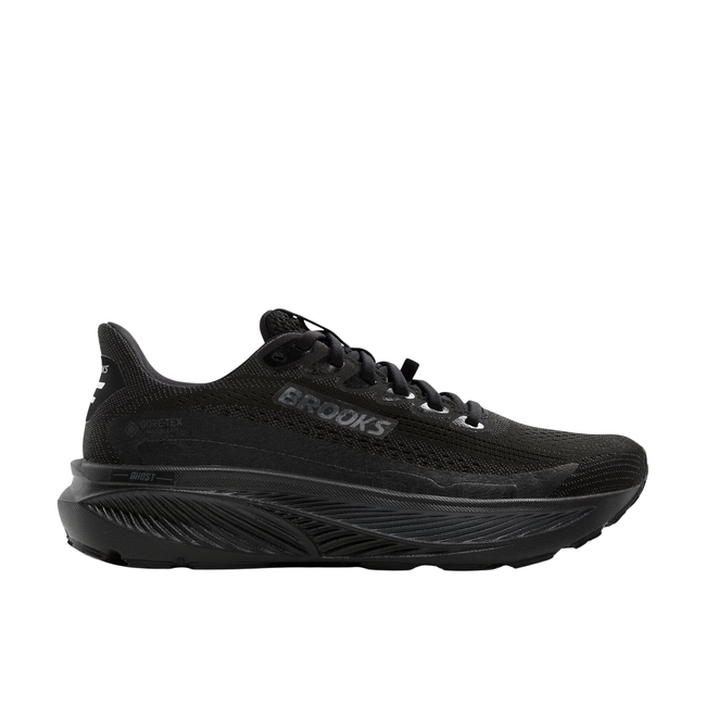 Lateral side of Brooks Women's Ghost 17 GTX Running Shoe in all black