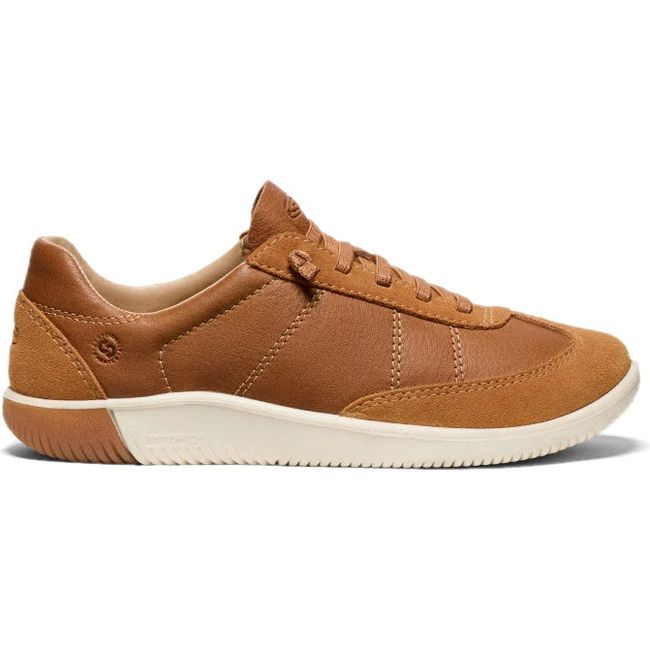 Lateral of KEEN Women's Slip On KNX T-Toe Sneaker in Chipmunk Birch Tan