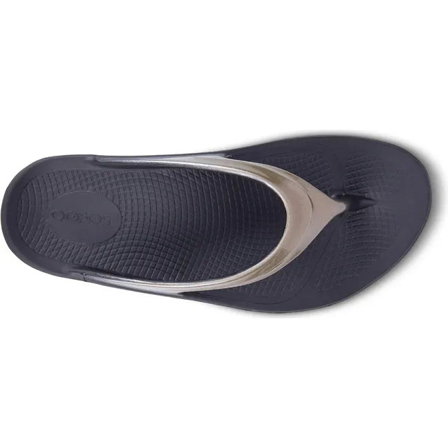 Upper of Women's OOfos OOlala Luxe Sandal in Latte Tan