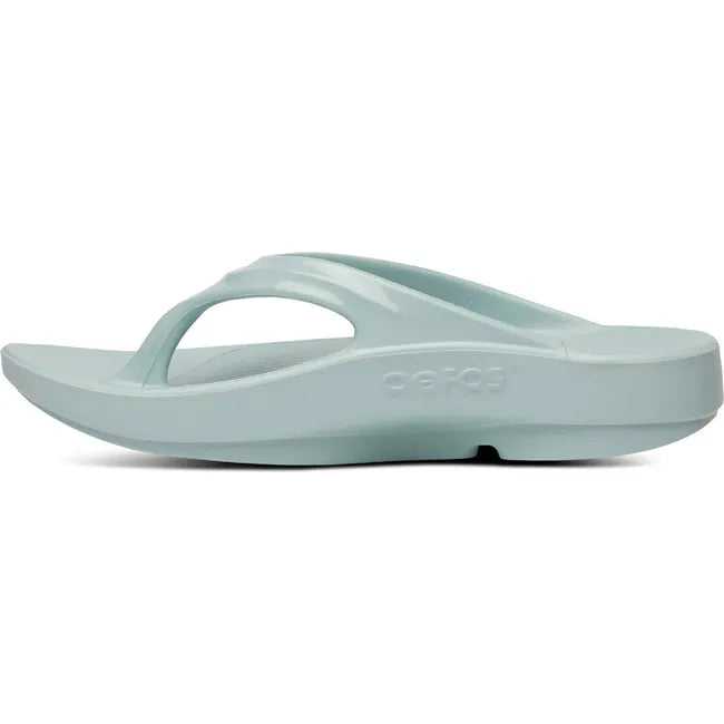 Medial side of Women's OOfos OOlala Sandal in Mist Blue