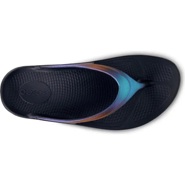Upper of Women's OOfos OOlala Luxe Sandal in Midnight Spectre Multicolor