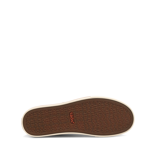 Outsole of the Taos Z Soul Lux sneaker in black and tan showing the tread