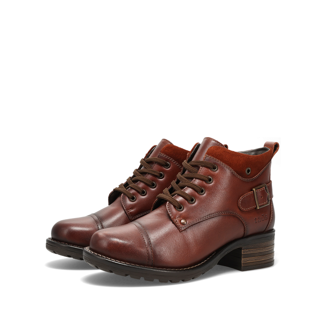 Pair of Taos Mini Crave ankle boots in cognac brown leather