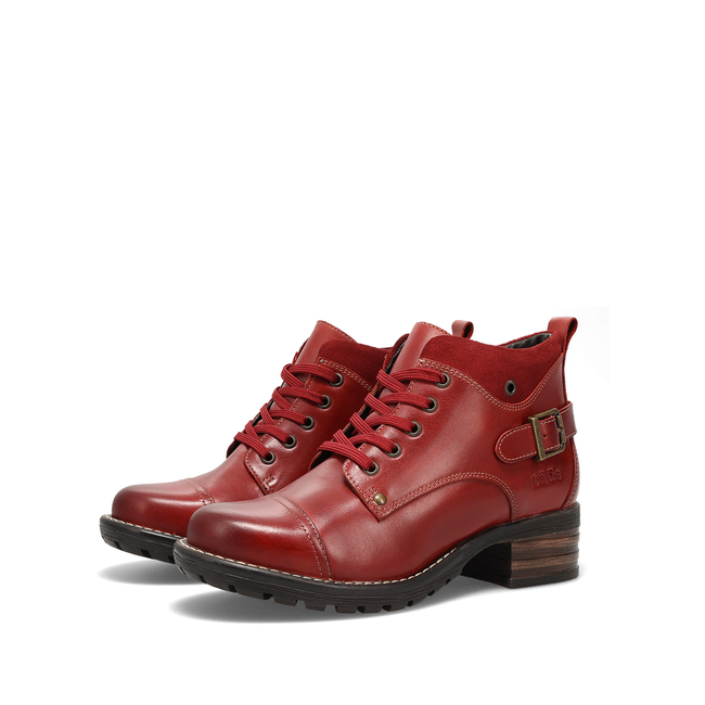 Pair of Taos Mini Crave ankle boots in red leather