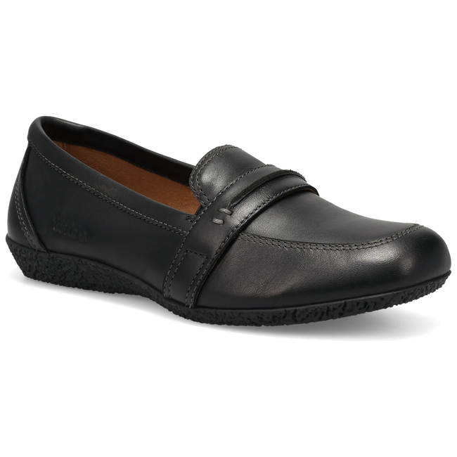 Taos Gabby loafer in black leather, three quarter view