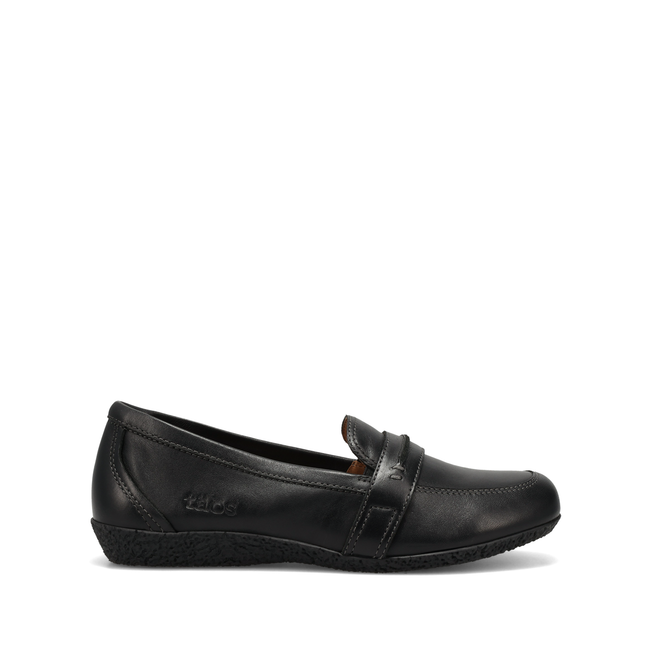 Lateral profile of the Taos Gabby loafer in black leather
