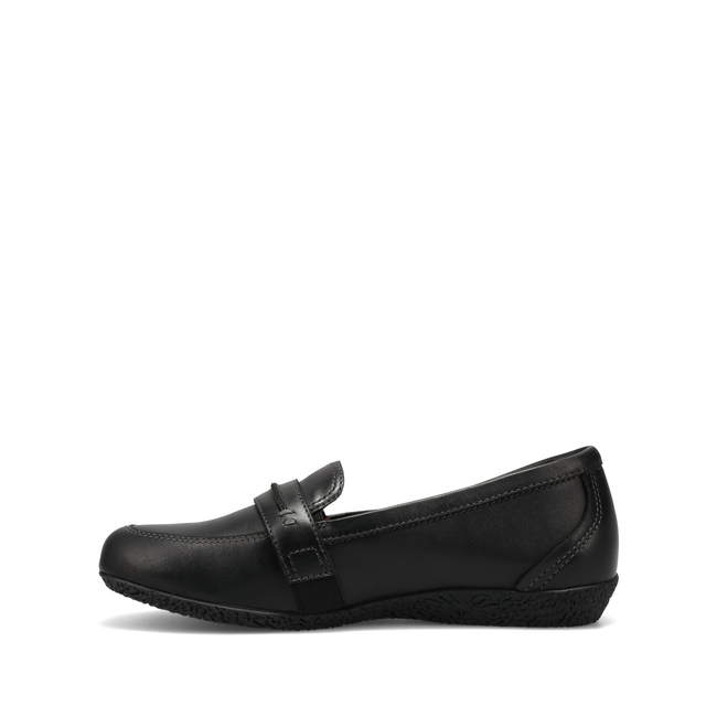 Medial profile of the Taos Gabby loafer in black leather