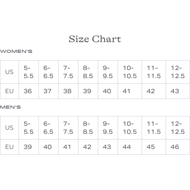 Size chart for Taos Women&