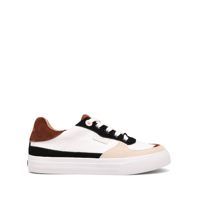 Lateral profile of the Taos Pop Soul in white leather with a black suede panel