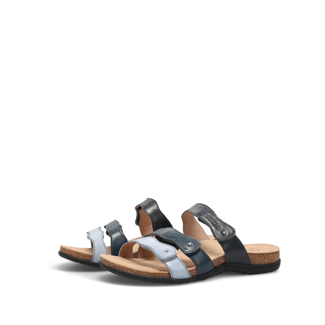 Pair of Taos Scribble sandals in blue multicolor