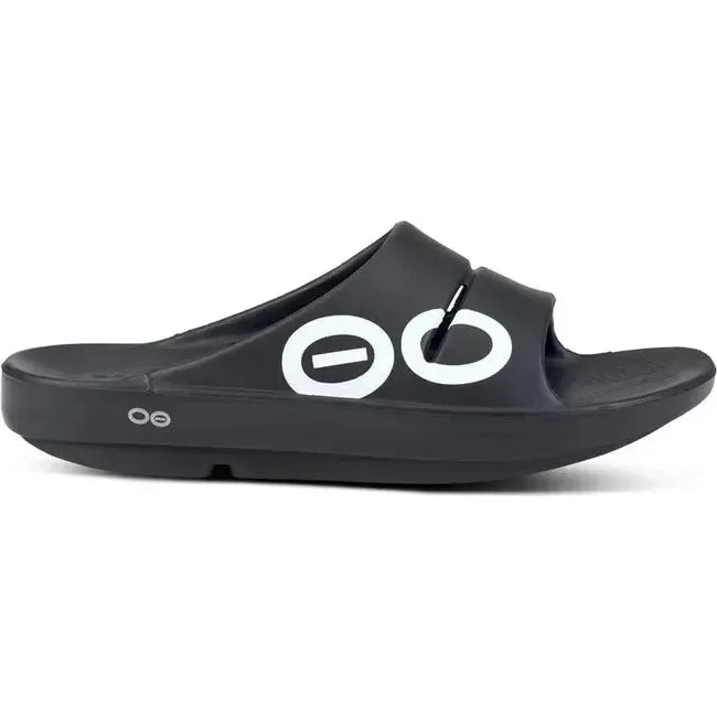 Oofos Unisex Ooahh Sport Slide Sandal White/Black 1500BKWTOO