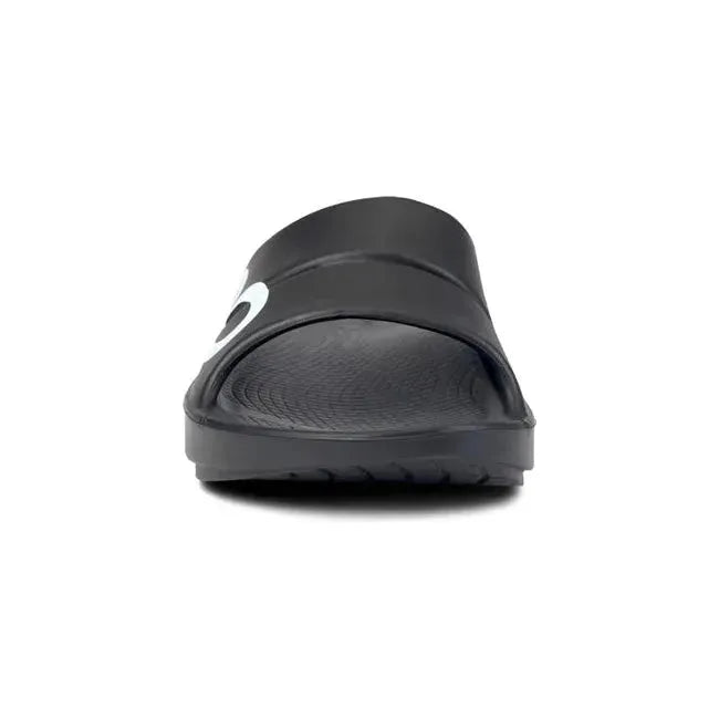 Oofos Unisex Ooahh Sport Slide Sandal White/Black 1500BKWTOO