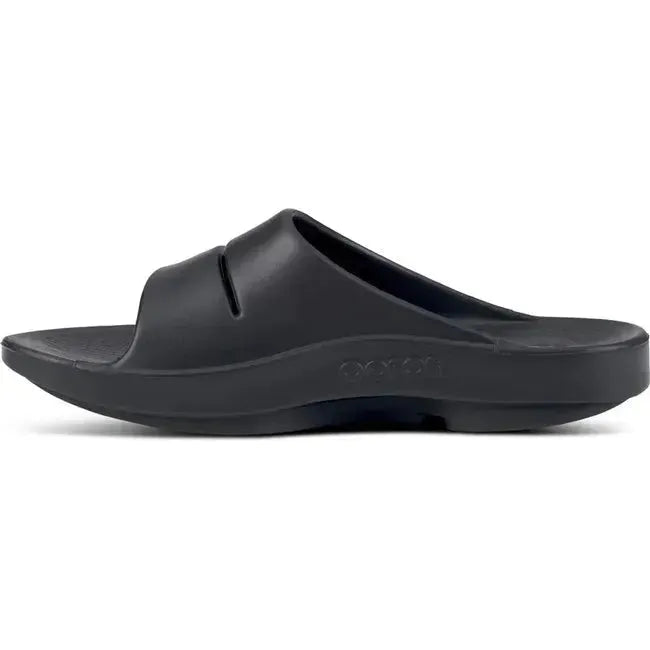 Oofos Unisex Ooahh Sport Slide Sandal White/Black 1500BKWTOO