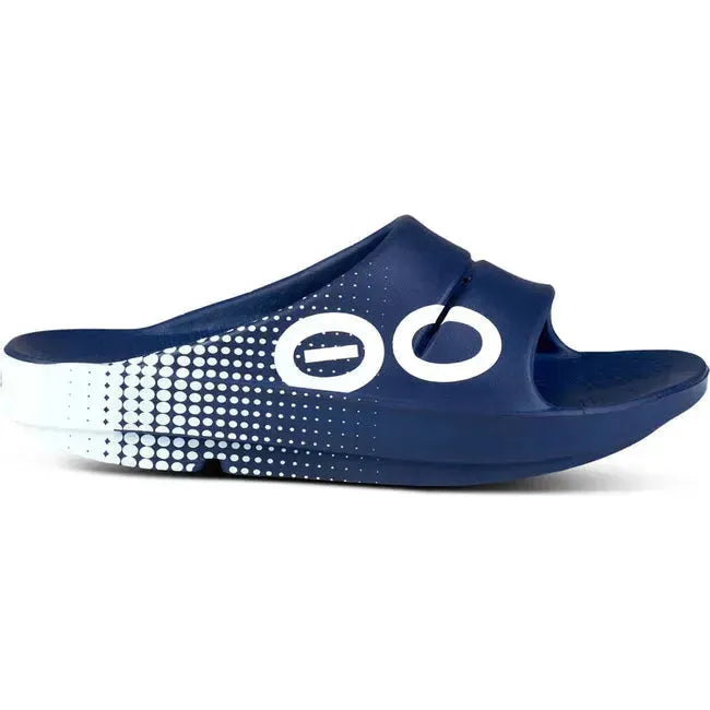 Oofos Unisex Ooahh Sport Slide Sandal Matrix Navy Blue 1500NVMTRX