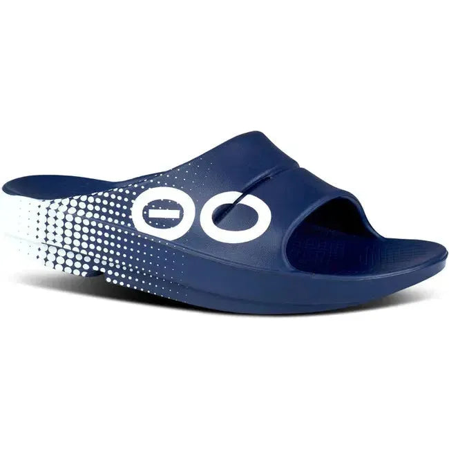 Oofos Unisex Ooahh Sport Slide Sandal Matrix Navy Blue 1500NVMTRX