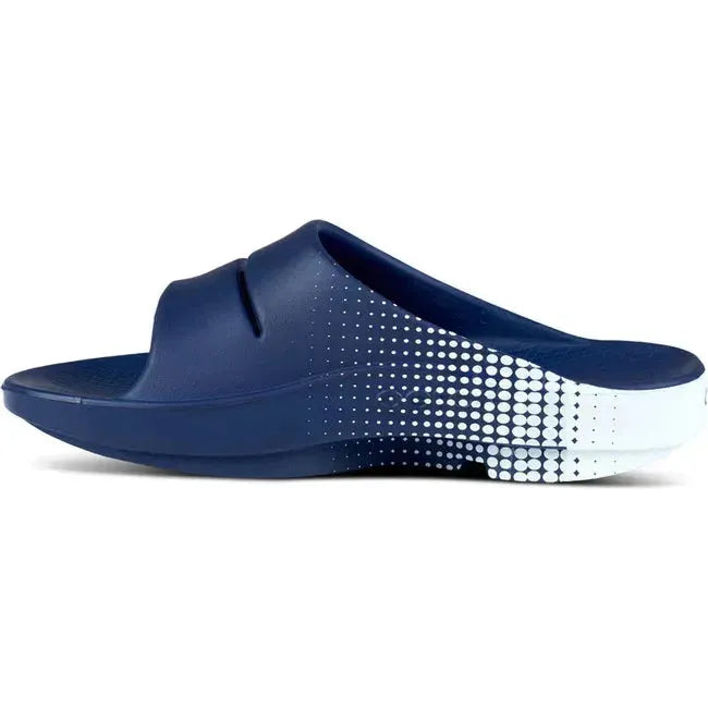 Oofos Unisex Ooahh Sport Slide Sandal Matrix Navy Blue 1500NVMTRX
