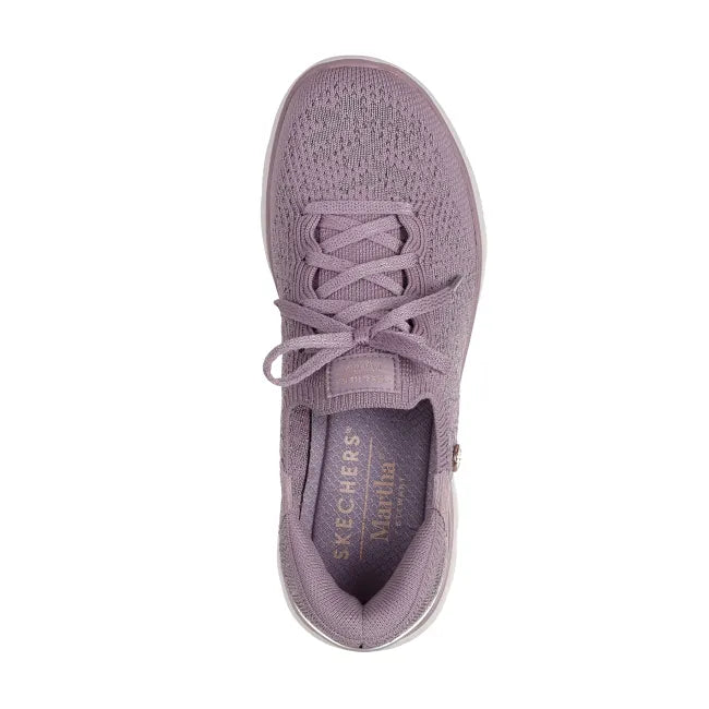 Top of Pink Skechers Slip-ins Martha Stewart Summits women’s sneaker with knit upper and faux laces
