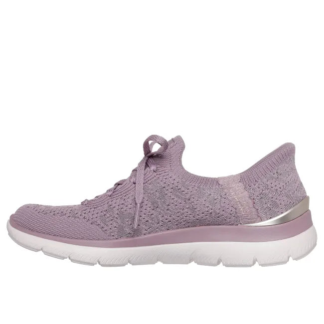 Pink Skechers Slip-ins Martha Stewart Summits Floral Dreams women’s sneaker with white sole, medial side