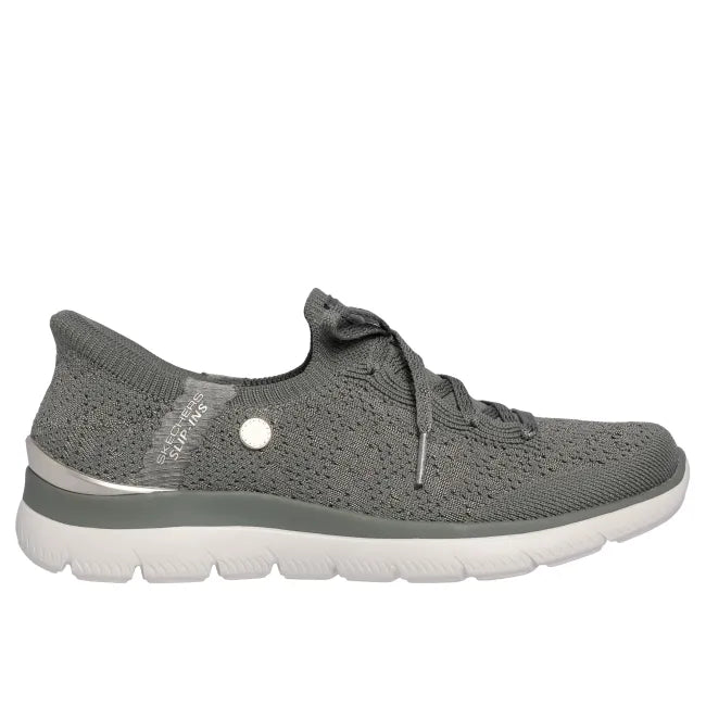 Olive green Skechers Slip-ins Martha Stewart Summits Floral Dreams women’s sneaker
