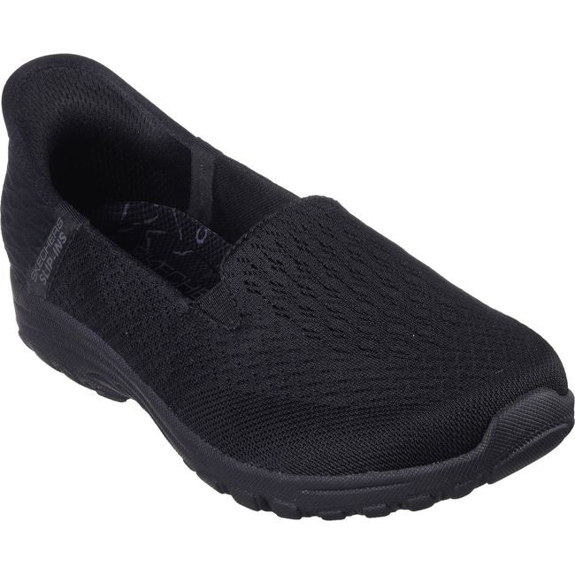 Front of Women's Skechers Hands Free Slip ins Reggae Fest 2.0 Shoe in black mesh