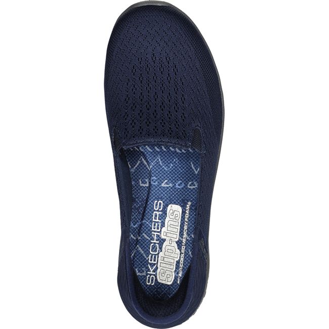 Sole of Women's Skechers Hands Free Slip ins Reggae Fest 2.0 Shoe in black mesh with navy sole