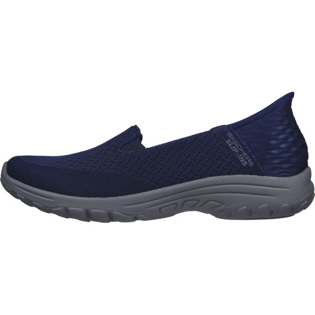Medial side of Women's Skechers Hands Free Slip ins Reggae Fest 2.0 Shoe in navy mesh