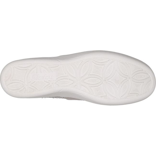 Sole of Skechers Womens Martha Stewart shoes PierLite Reflection Wedge in gray rhinestone. Gray sole