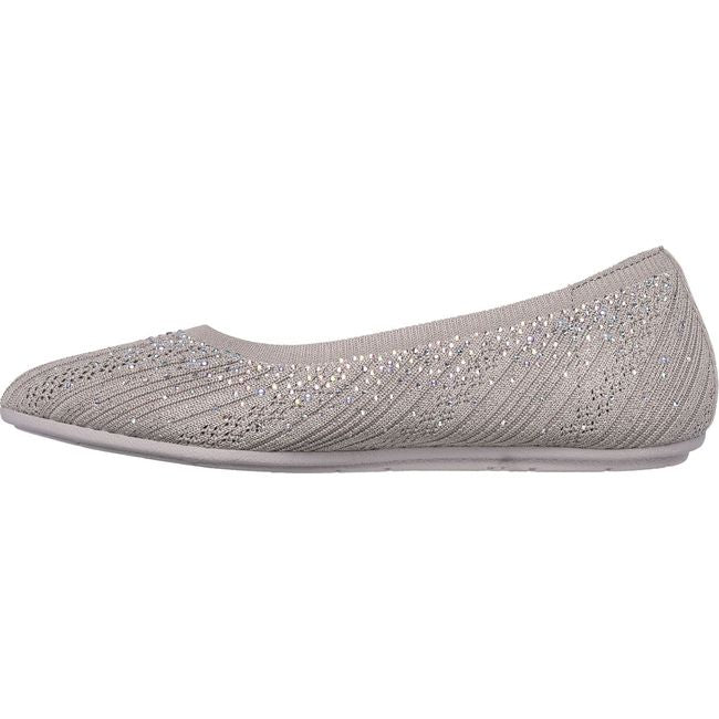 Medial side of Women's Skechers Cleo 2.0 Glitzy Daze Flat in black with rhinestones